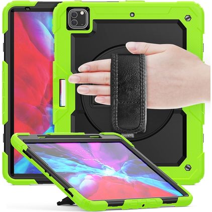 Mobigear SureGrip Xtreme iPad Air 13 tommer (2025) Cover Hård plast / Silikone Bagsidecover + Stylus-holder + Skulderrem + Stander - Grøn