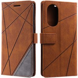 Mobigear Rhombus OPPO Reno 8T 4G Cover a libro portafoglio - Marrone
