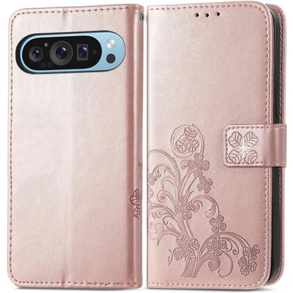 Mobigear Clover Google Pixel 10 Pro XL Capa livro Carteira - Rosa dourado