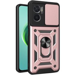Mobigear Armor Ring Cam Slide Xiaomi Redmi 10 5G Hard Case Back cover Shockproof with Ring Holder and Camera Slider - Rose Gold