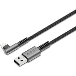 Cygnett Angled Braided USB-A til Apple Lightning Kabel MFI 1 m - Sort