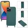 Mobigear Lanyard iPhone 14 Pro Max Silicone Capa com cordão - Verde escuro