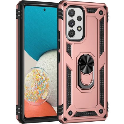 Mobigear Armor Ring Samsung Galaxy A53 Hardcase Etui plecki Wstrząsoodporne z pierścieniem - Różowe złoto