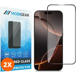 Mobigear Premium iPhone 16 Pro Max Cristal templado Protector de pantalla - Compatible con fundas - Negro (pack de 2)