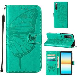 Mobigear Butterfly Sony Xperia 10 IV Plånboksfodral med sedelfack - Grön