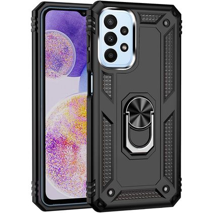 Mobigear Armor Ring Samsung Galaxy A23 Funda Plástico rígido Carcasa Antigolpes con anillo - Negro