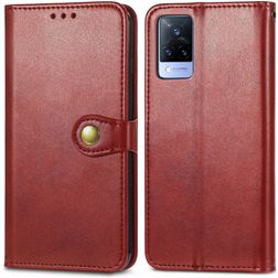 Mobigear Snap Button Vivo V21 Funda tipo libro Cartera - Rojo