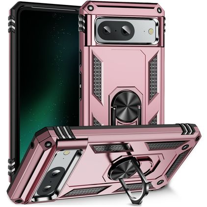 Mobigear Armor Ring Google Pixel 8a Kova Suojakuori Iskunkestävä + Sormuspidike - Ruusukulta