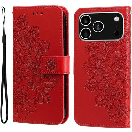 Mobigear Flowers iPhone 18 Pro Capa livro Carteira - Vermelho