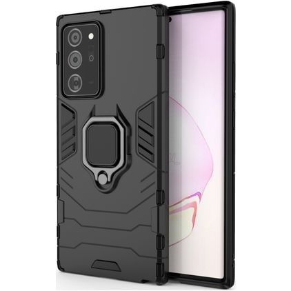 Mobigear Armor Ring Samsung Galaxy Note 20 Ultra Fodral Hårdplast Skal Stötsäkert med ringhållare - Svart