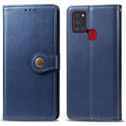 Mobigear Snap Button Samsung Galaxy A21s Pungetui med Seddelrum - Blå