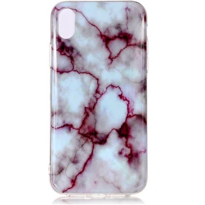Mobigear Marble iPhone XS Max Joustava TPU Suojakuori - Violetti