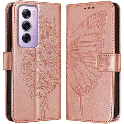 Mobigear Butterfly OPPO Reno 12 Pro Wallet case - Rose Gold
