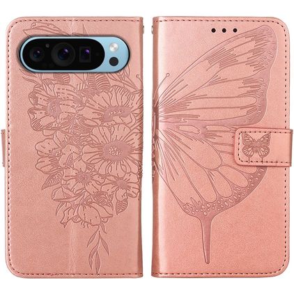 Mobigear Butterfly Google Pixel 9 Wallet case - Rose Gold