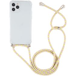 Mobigear Lanyard iPhone 12 Pro Max Fleksibel TPU Cover med snor - Gennemsigtig / Gul