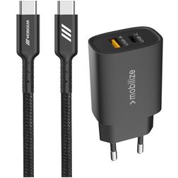 Mobigear Essentials Dual USB / USB-C Carregador USB-C 1 m Power Delivery 25W - Preto
