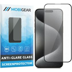 Mobigear Premium iPhone 15 Pro Tempered Glass Screen Protector Anti-Glare - Case Friendly - Black