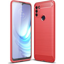 Mobigear Brushed Motorola Moto G50 Fleksibel TPU Bagsidecover - Rød