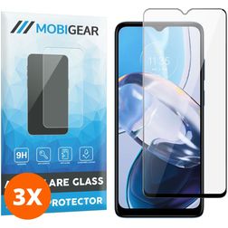 Mobigear Premium Motorola Moto E22 Vidro temperado Película de ecrã - Compatível com capas - Preto (Pack de 3)