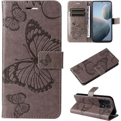 Mobigear Butterfly Xiaomi 14T Funda tipo libro Cartera - Gris