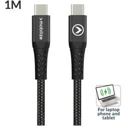 Mobilize Strong Nylon USB-C – USB-C Kaapeli 1 m - Musta