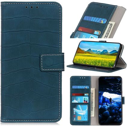 Mobigear Croco iPhone 13 Pro Lompakkokotelo + Setelitasku - Vihreä
