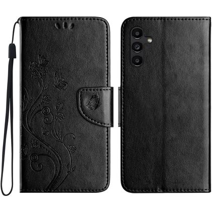 Mobigear Flowers Samsung Galaxy A36 Funda tipo libro Cartera - Negro