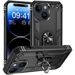 Mobigear Armor Ring iPhone 15 Hårdt Bagsidecover Stødsikkert med ringholder - Sort
