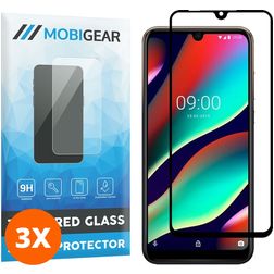 Mobigear Premium Wiko View 3 Pro Tempered Glass Screen Protector - Case Friendly - Black (3-Pack)