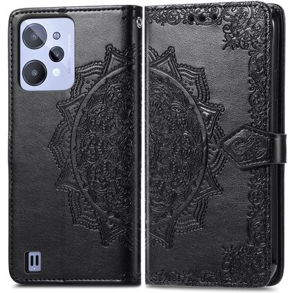 Mobigear Mandala Realme C31 Cover a libro portafoglio - Nero