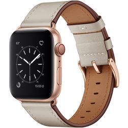 Mobigear Firenze Læder Apple Watch Urrem Spændelås - 49/46/45/44 mm - Beige