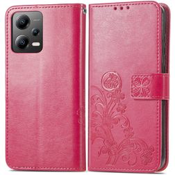 Mobigear Clover POCO X5 Lompakkokotelo + Setelitasku - Magenta