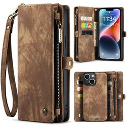 CaseMe 008 iPhone 15 Case Detachable 2-in-1 Wallet Case Wallet - Brown