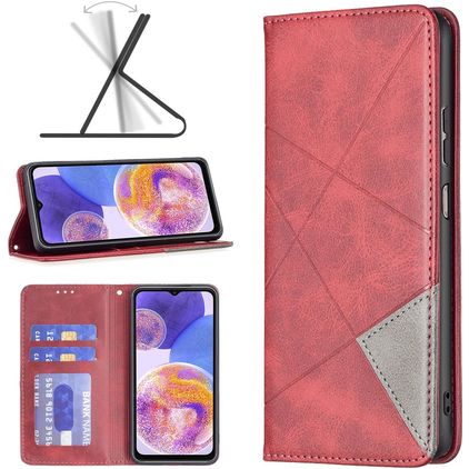 Mobigear Rhombus Slim Samsung Galaxy A23 Cover a libro - Rosso
