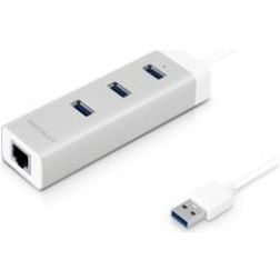 Macally 3-Port Hub USB-A a Ethernet / USB-A - Blanco