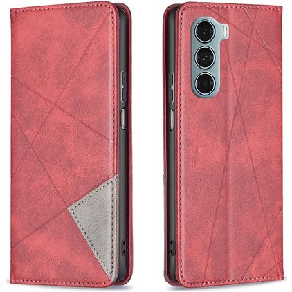 Mobigear Rhombus Slim Motorola Moto G200 5G Knížkové pouzdro - Červená