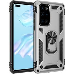 Mobigear Armor Ring Huawei P40 Fodral Hårdplast Skal Stötsäkert med ringhållare - Silver