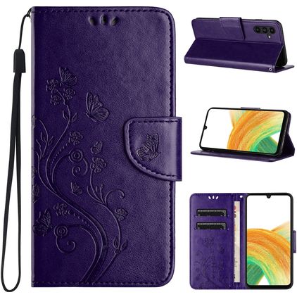 Mobigear Flowers Samsung Galaxy A55 Funda tipo libro Cartera - Morado