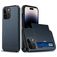 Mobigear Card iPhone 15 Pro Max Plástico rígido Capa traseira Antichoque com porta-cartões - Azul escuro