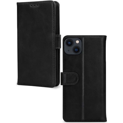 Mobilize Wallet iPhone 13 Mini Äkta läder Plånboksfodral med sedelfack - Svart