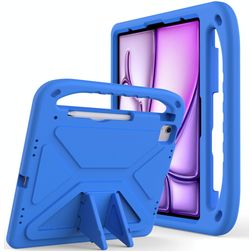 Mobigear AeroArmor iPad Air 13 Inch (2024) Kids Tablet Case with Handle + Stylus Holder - Blue