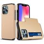 Mobigear Card iPhone 14 Hard Case Back cover Shockproof with Card Holder - Gold