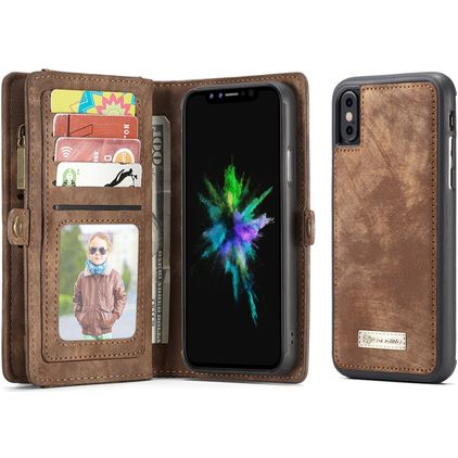 CaseMe 008 iPhone X Funda tipo libro 2 en 1 con carcasa extraíble Cartera - Marrón