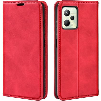 Mobigear Retro Slim Realme C35 Cover a libro portafoglio - Rosso