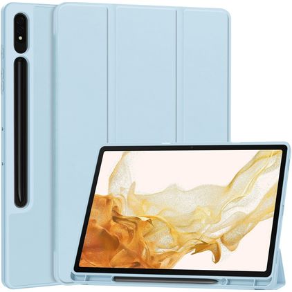 Mobigear Tri-Fold Gel Samsung Galaxy Tab S9 Plus TPU / Pele sintética Capa livro + Suporte para caneta stylus - Azul