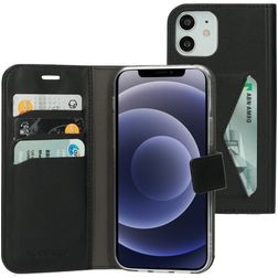 Mobiparts Classic Wallet iPhone 12 Funda tipo libro Cartera - Negro