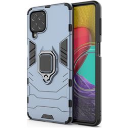 Mobigear Armor Ring Samsung Galaxy M53 Tvrdý plast Zadní kryt odolný proti nárazům s prstýnkem - Modrá