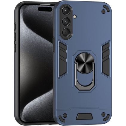 Mobigear Armor Ring Samsung Galaxy M55 Funda Plástico rígido Carcasa Antigolpes con anillo - Azul