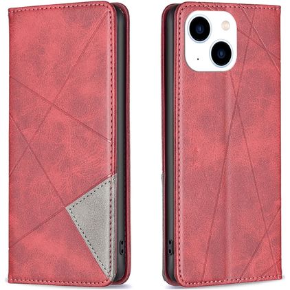 Mobigear Rhombus Slim iPhone 15 Cover a libro - Rosso