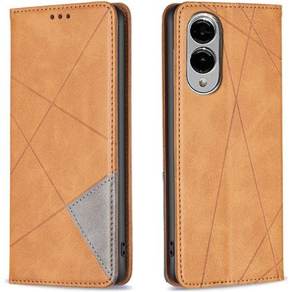 Mobigear Rhombus Slim Samsung Galaxy S25 Edge Funda tipo libro - Coñac